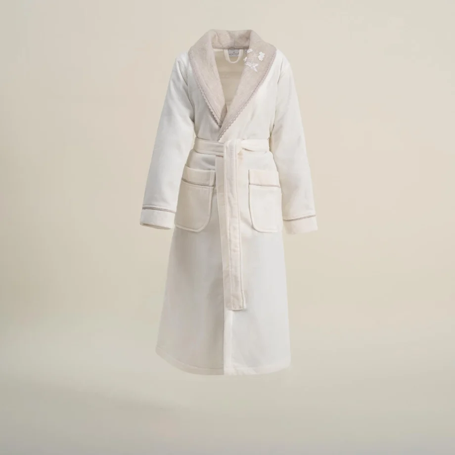 Women's Bathrobe Organic Cotton Linen Cream