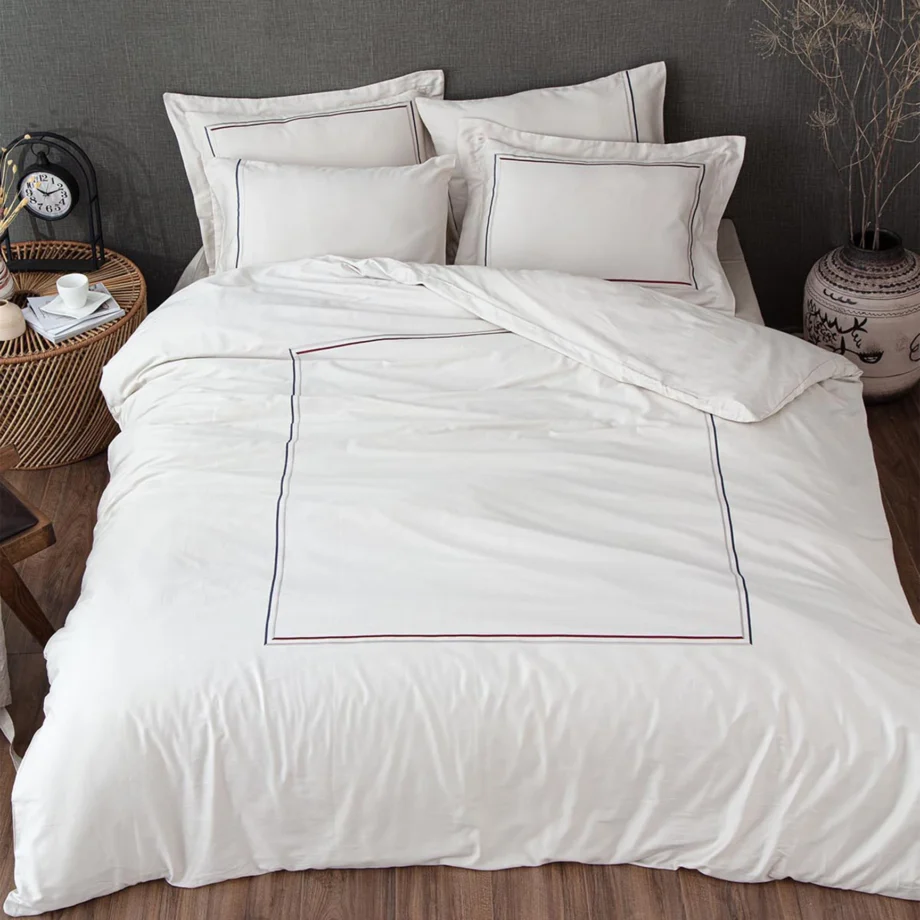 King Size Duvet Cover Set Organic Cotton Satin Beige