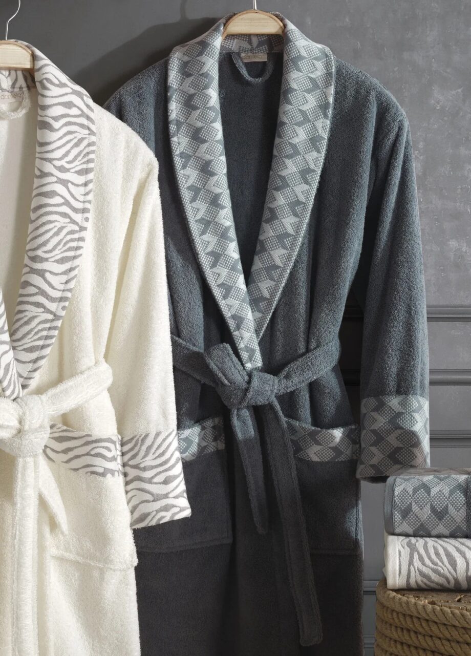 6-Piece Jacquard Cotton Bathrobe Set