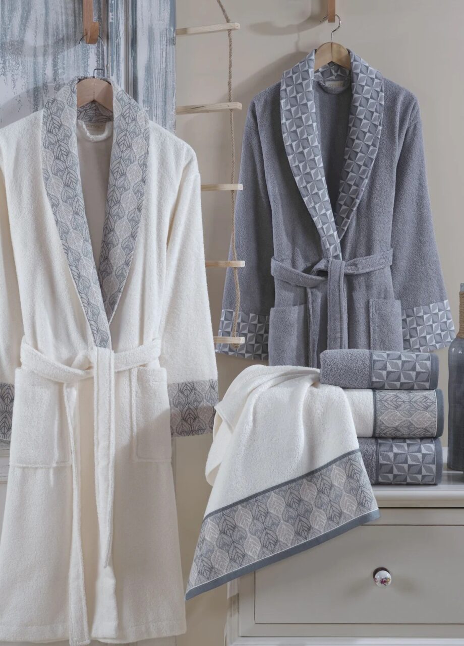 6-Piece Jacquard Cotton Bathrobe Set