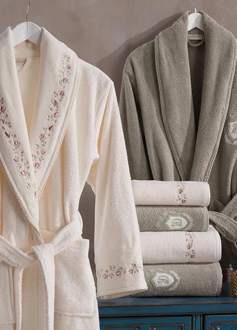 6 Piece Velvet Cotton Bathrobe Set