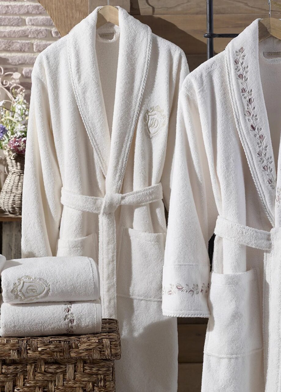 6 Piece Velvet Cotton Bathrobe Set