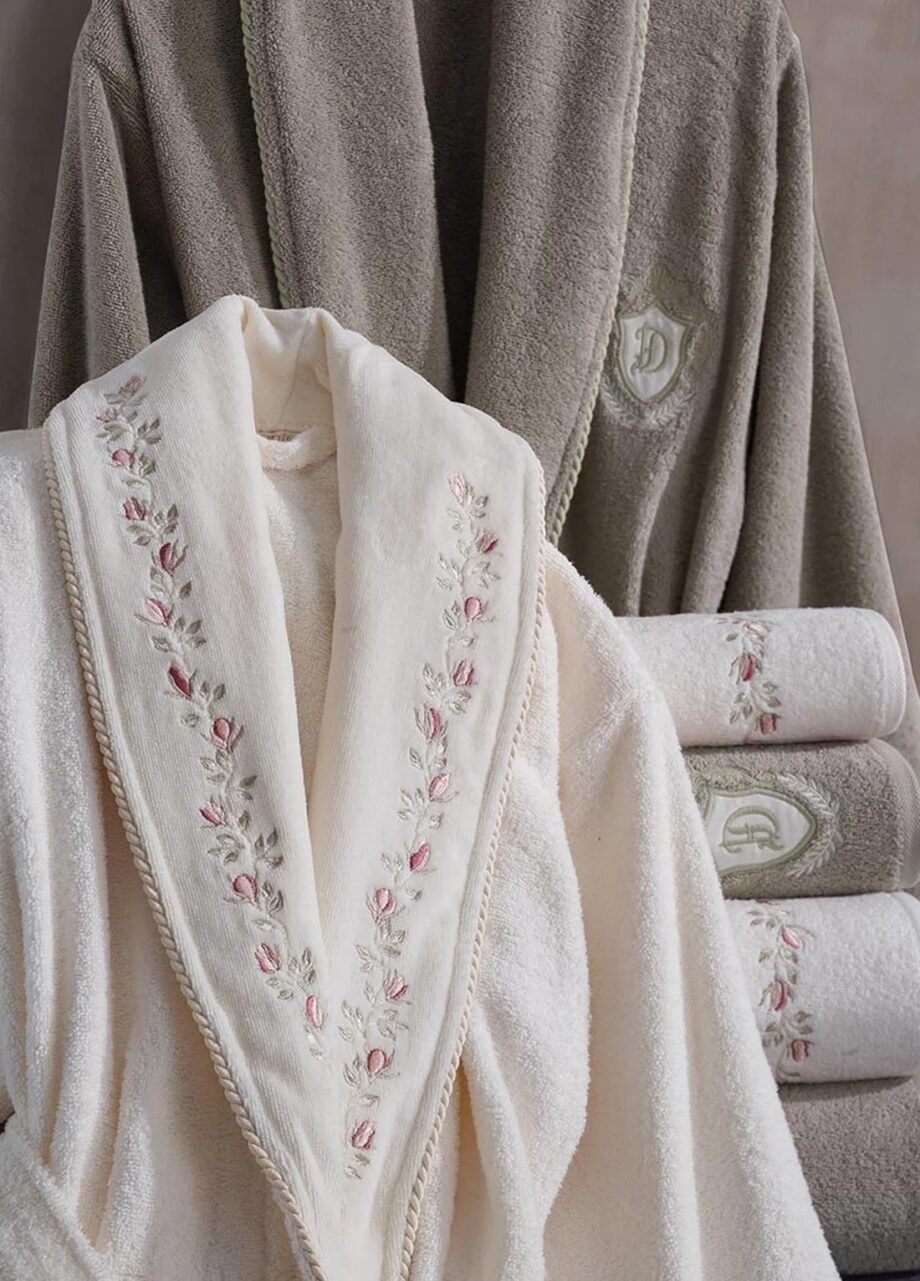 6 Piece Velvet Cotton Bathrobe Set