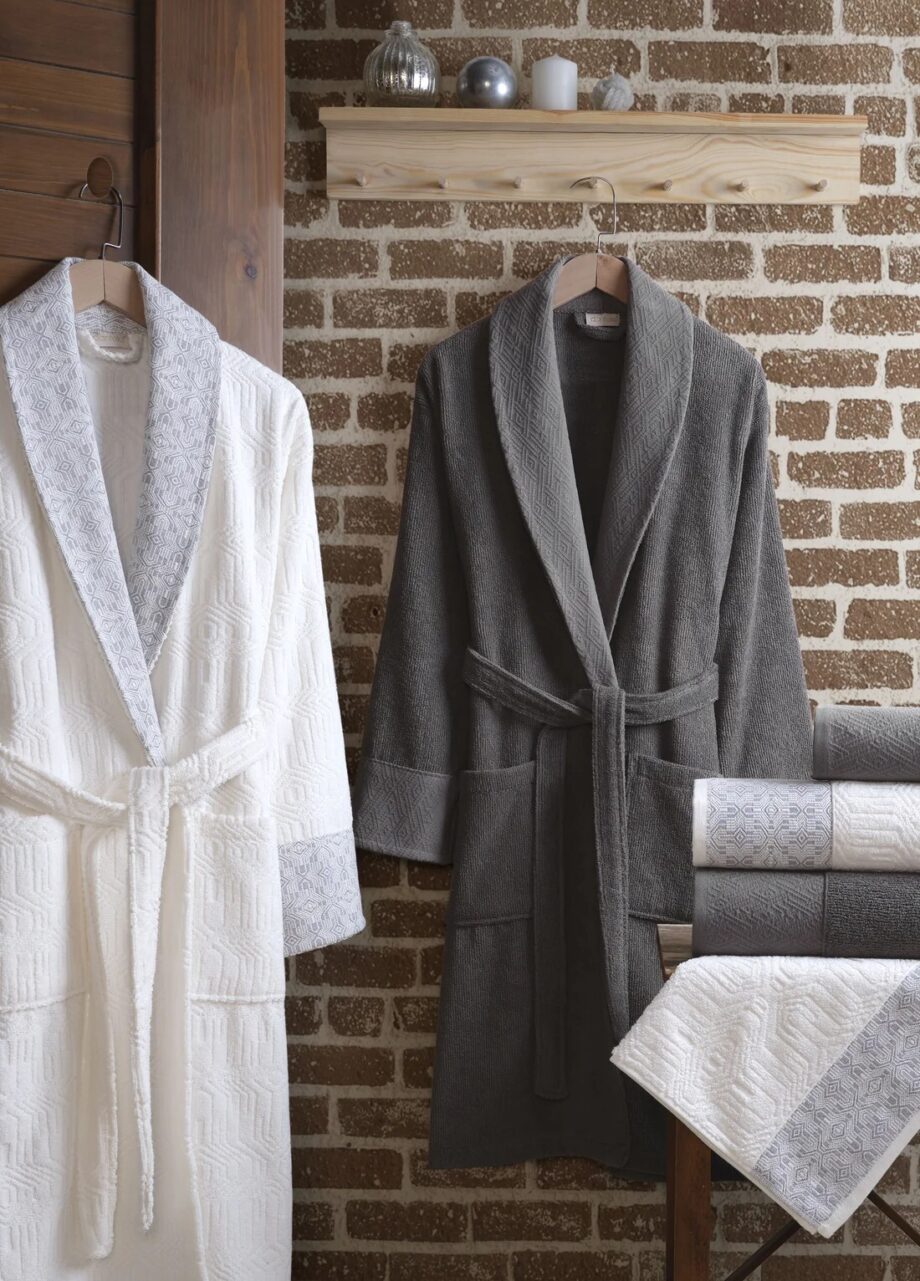 6-Piece Jacquard Cotton Bathrobe Set