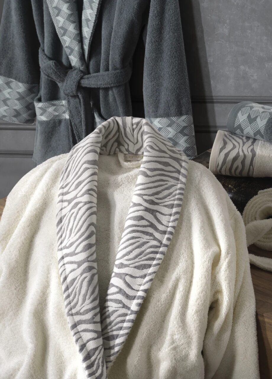 6-Piece Jacquard Cotton Bathrobe Set