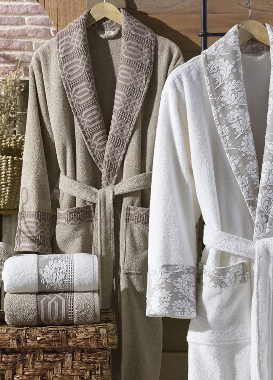 6 Piece Jacquard Cotton Bathrobe Set