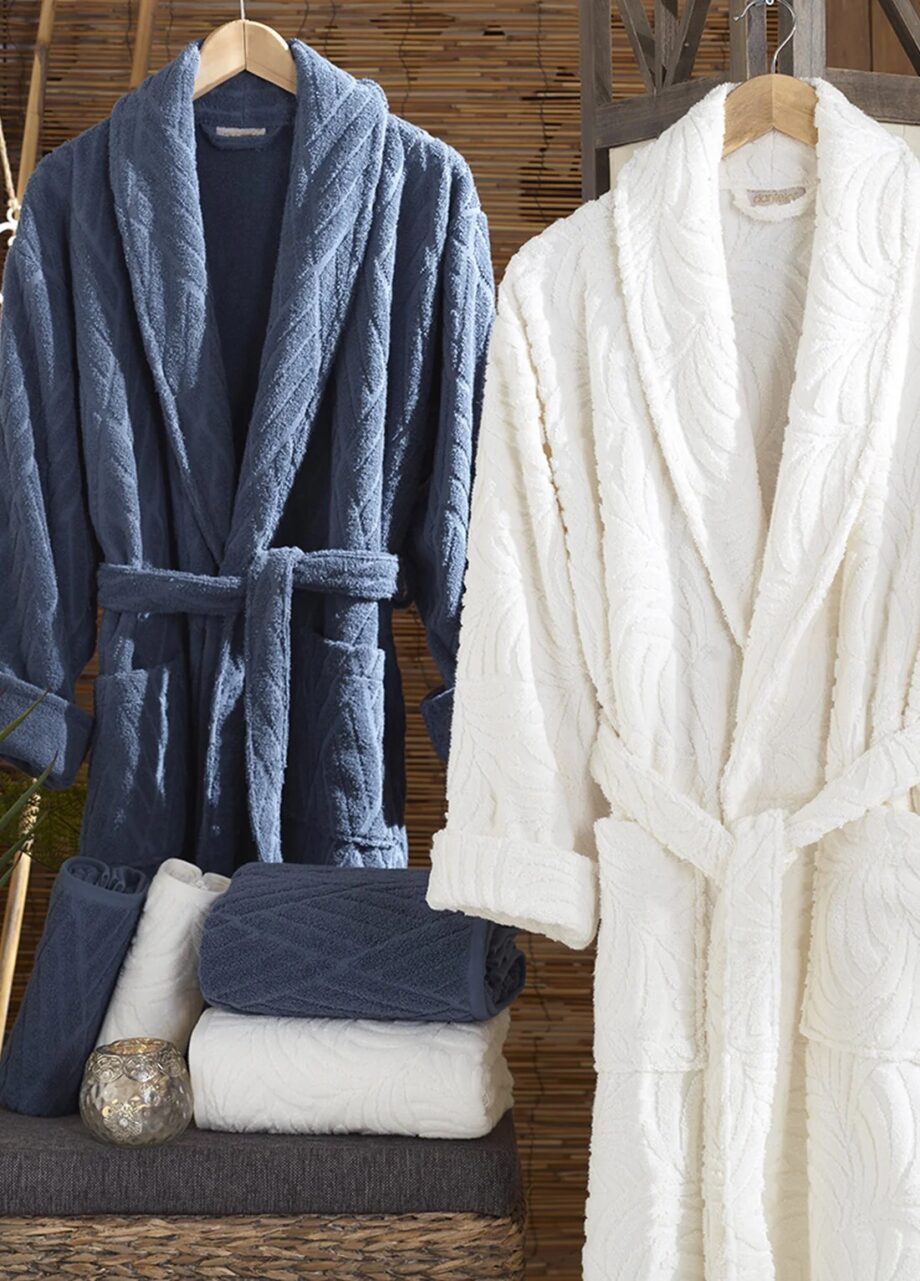 6 Piece Jacquard Cotton Bathrobe Set