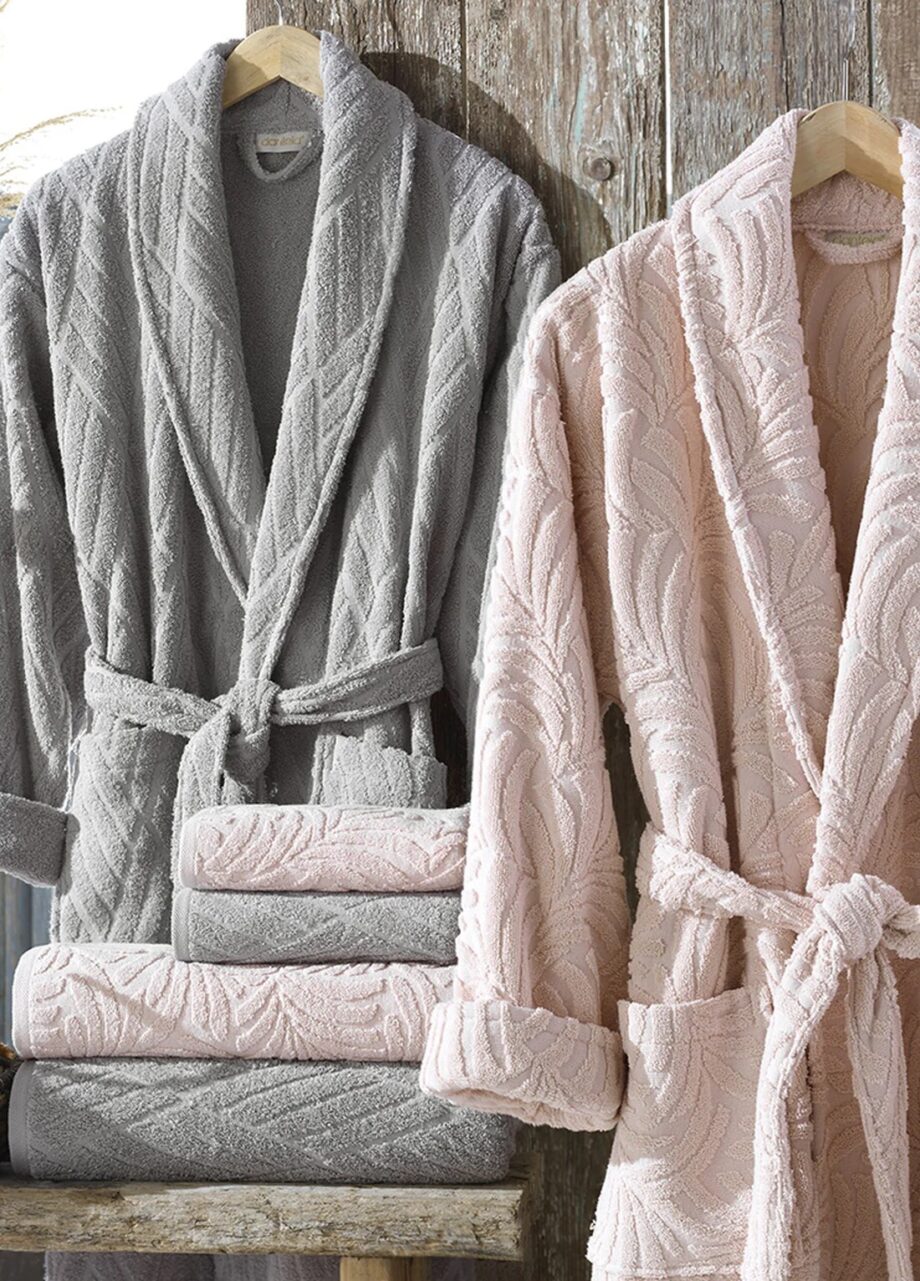 6 Piece Jacquard Cotton Bathrobe Set