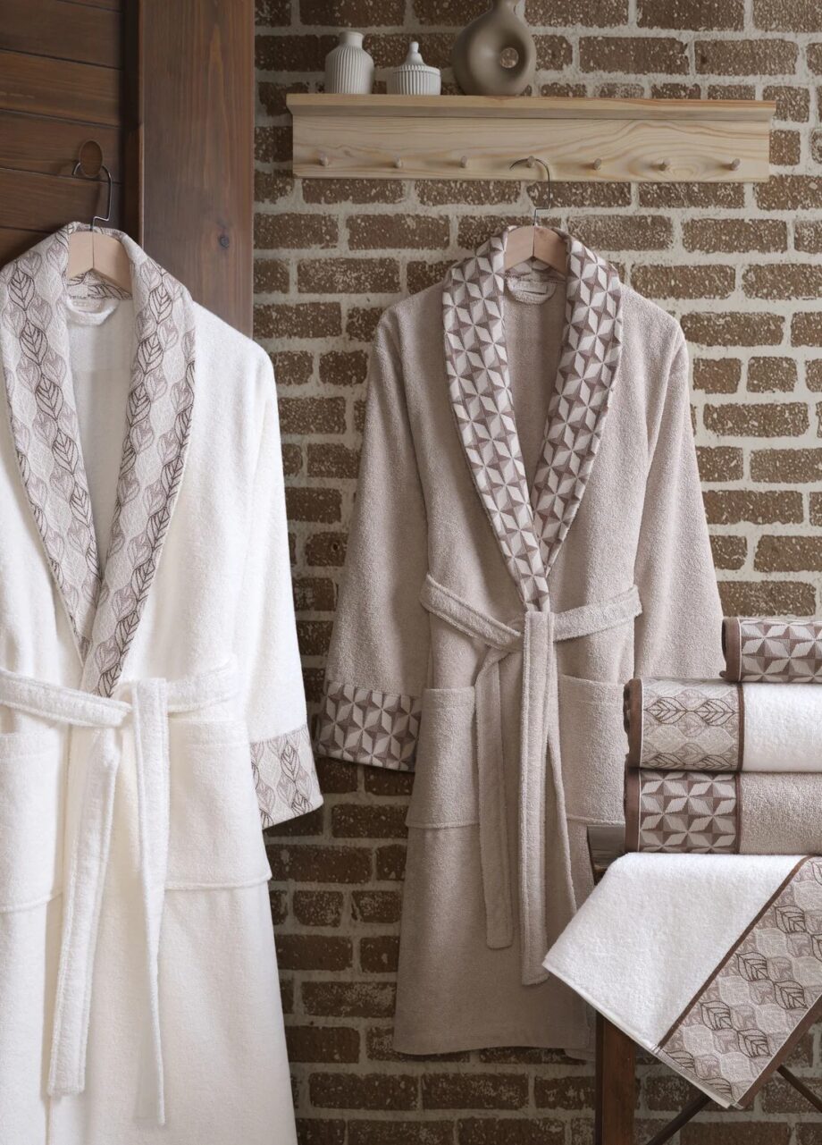 6-Piece Jacquard Cotton Bathrobe Set