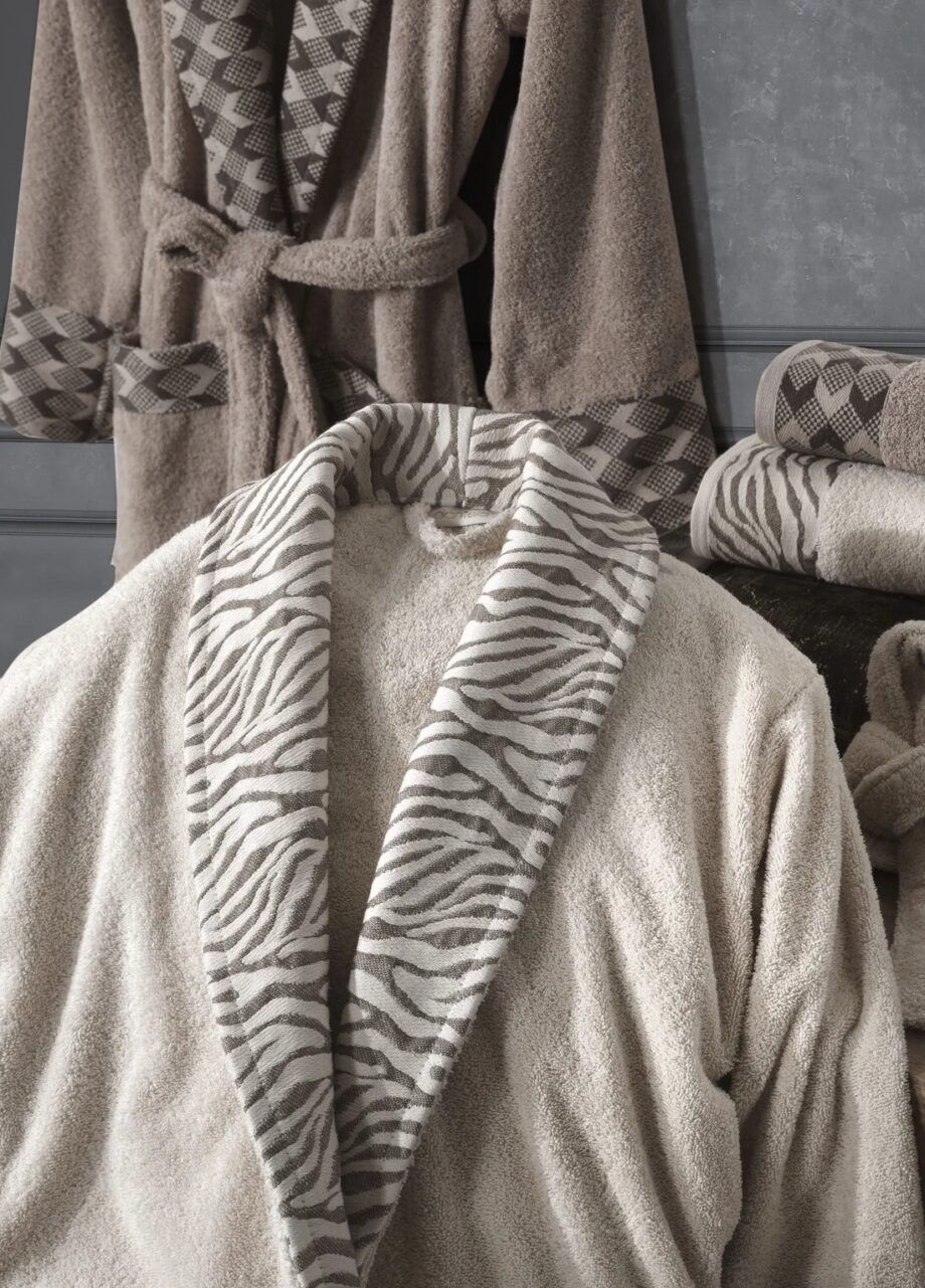 6-Piece Jacquard Cotton Bathrobe Set