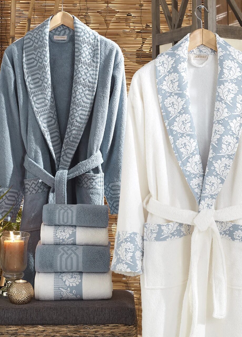 6 Piece Jacquard Cotton Bathrobe Set